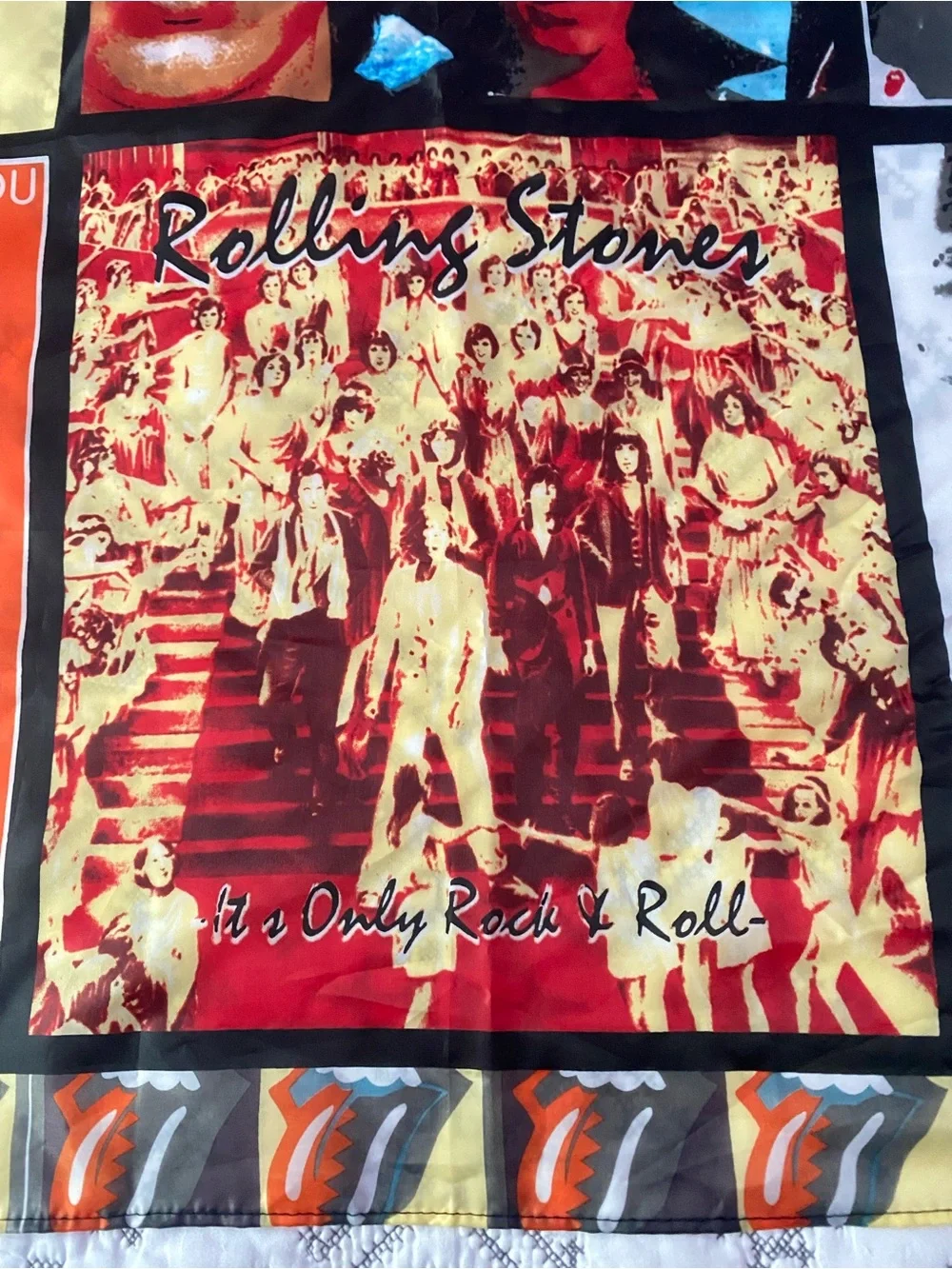 Vintage Rolling Stones Scarf/Wall Tapestry Album Record Covers Rock & Roll
